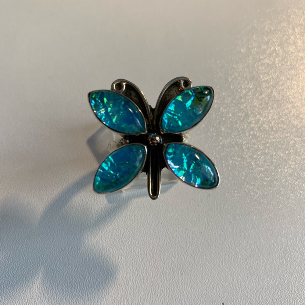 Sterling Silver 925 Blue Butterfly Ring